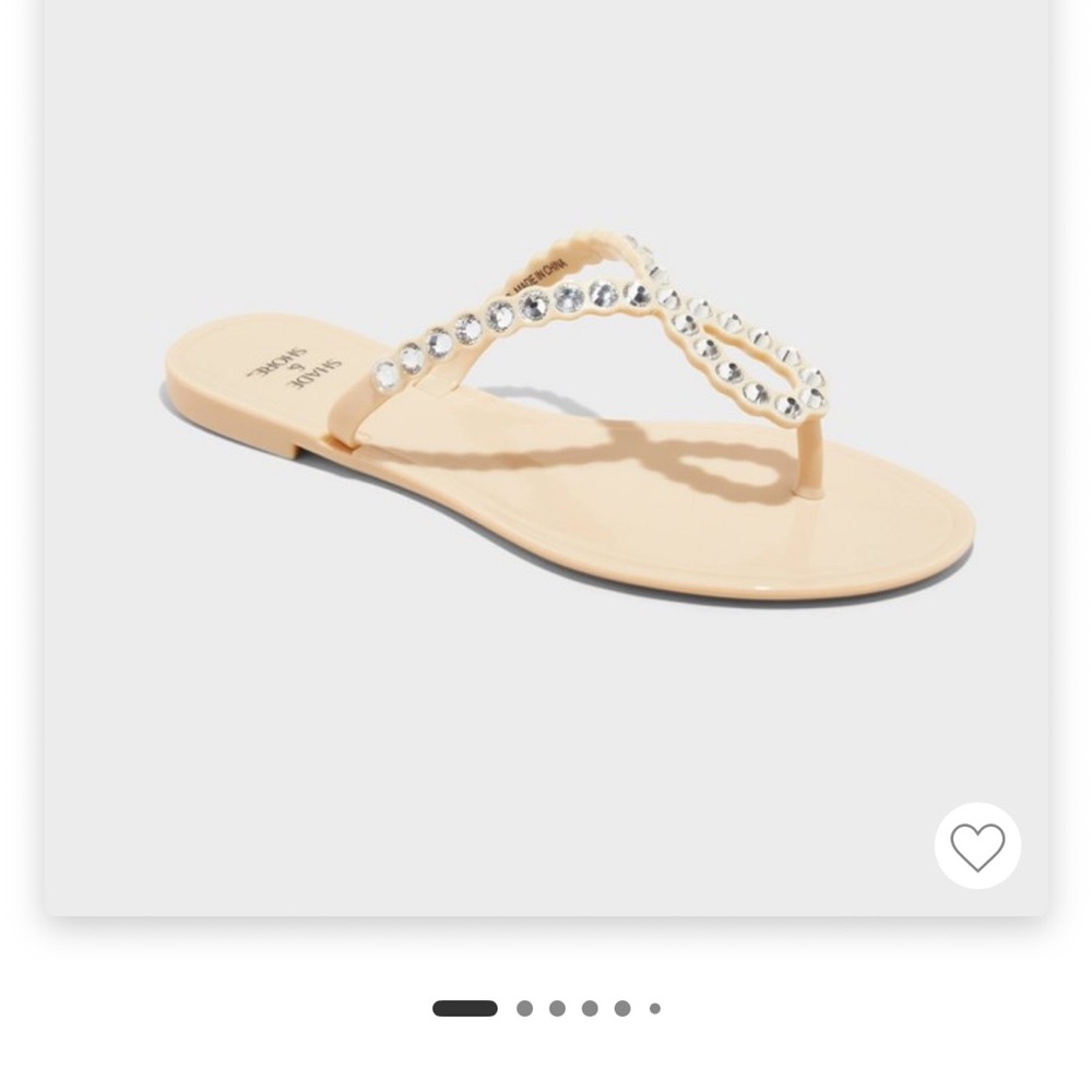 Shade & Shore Luella Rhinestone Tan Sandals with Pearl Embellishments